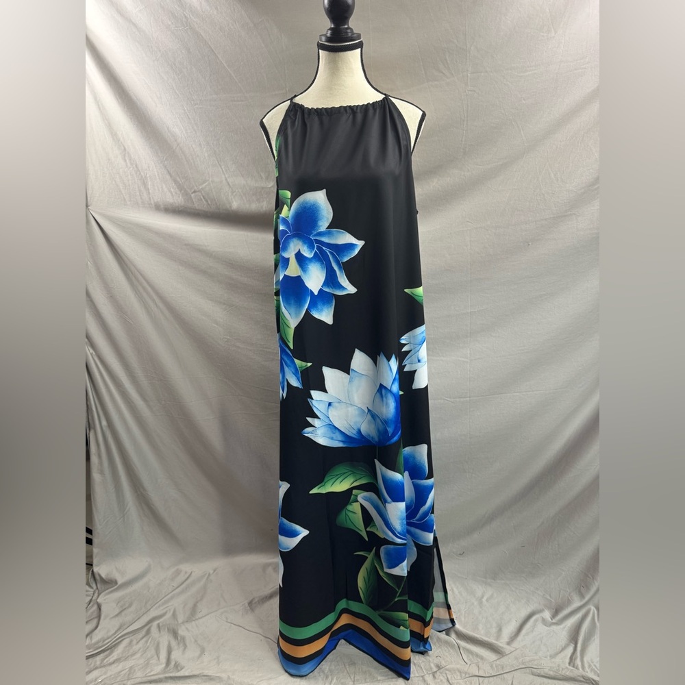 LAST ONE 🔥 Floral Print Halter Sleeveless Maxi  Dress - Picture 7 of 8